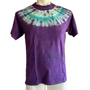 Mens Shirt Medium Purple Tie Dye Hippie Festival Colorful Retro